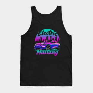Pink Retro Electric Mustang Cityscape Tank Top